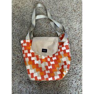 Madison Handbags Retro Orange Tote Bag With Flap & Dual Straps Sewn In USA